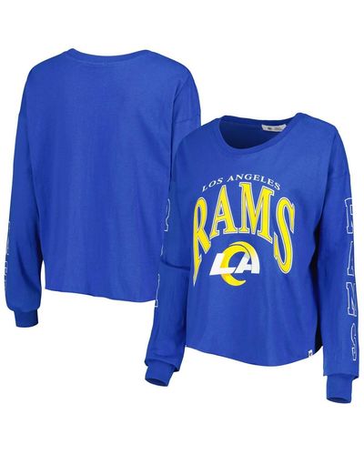 '47 Los Angeles Rams Skyler Parkway Cropped Long Sleeve T-shirt - Blue
