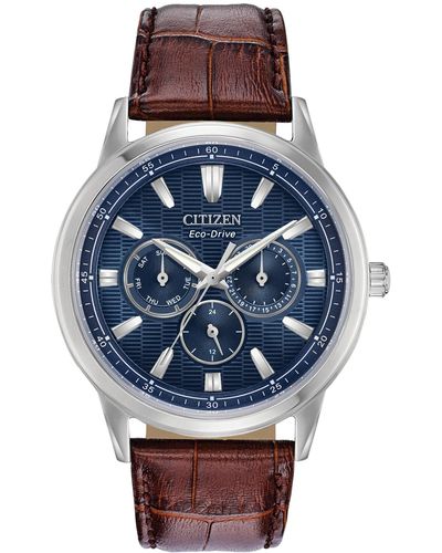 Citizen Corso Stainless Steel Eco-drive Leather-strap Watch - Brown