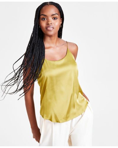 Bar Iii Satin Spaghetti-strap Scoop-neck Camisole, Created For Macy's - Yellow