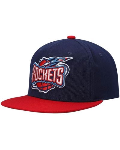 Mitchell & Ness Navy And Red Houston Rockets Hardwood Classics Team Two-tone 2.0 Snapback Hat - Blue