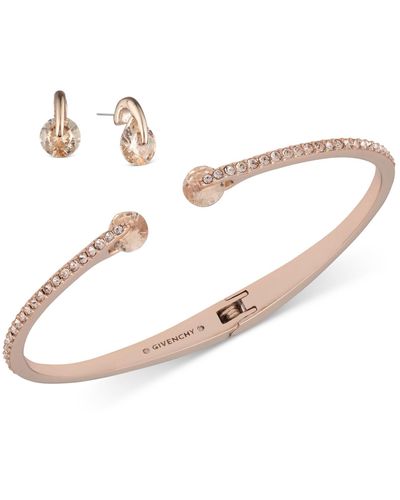 Givenchy 2-pc. Set Color Floating Stone & Crystal Cuff Bangle Bracelet & Matching Stud Earrings - White
