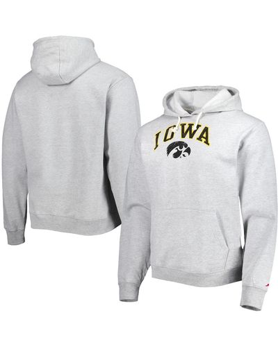 League Collegiate Wear Heather Iowa Hawkeyes Arch Essential Fleece Pullover Hoodie - Gray