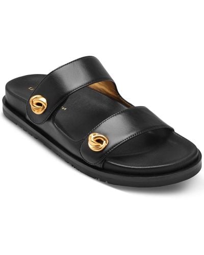 Donna Karan Hazley Double Buckle Sporty Slide Sandals - Black