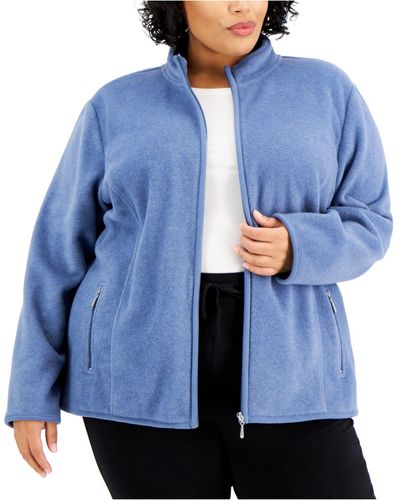 Karen Scott Plus Size Zeroproof Jacket - Blue