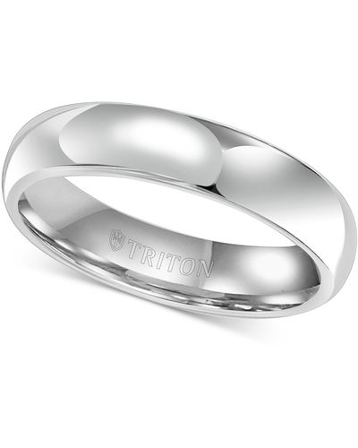 Triton Men's White Tungsten Carbide Ring, Dome Wedding Band (5mm) - Multicolor