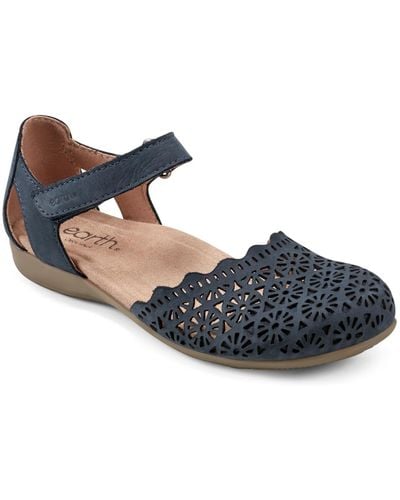 Earth Bronnie Round Toe Casual Slip-on Flat Shoes - Blue