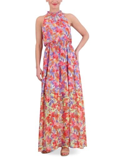 Vince Camuto Printed Halter Maxi Dress - Red