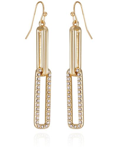Vince Camuto Tone Glass Stone Linear Link Drop Earrings - White