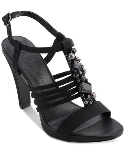 Karl Lagerfeld Cicely Strappy Embellished Dress Sandals - Black