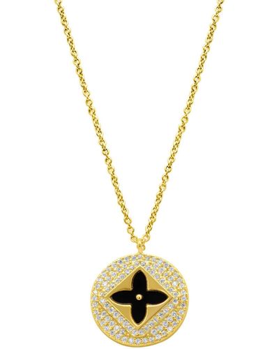 Adornia 14k Gold-plated Inlay Pave Clover Necklace - Metallic