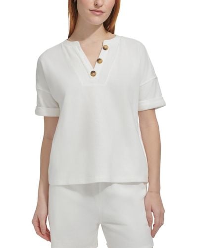 Marc New York Andrew Marc Sport French Terry Henley Top - White