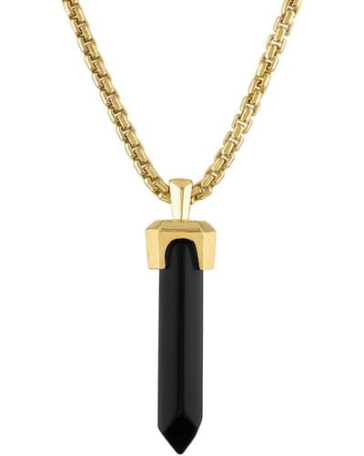 Bulova Icon Black Onyx Pendant Necklace - Metallic