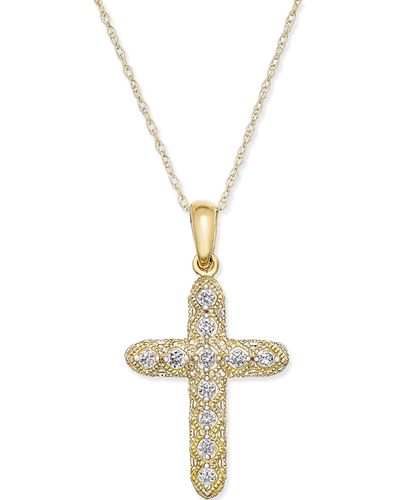 Macy's Diamond Cross Pendant Necklace (1/7 Ct. T.w. - Metallic