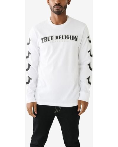 True Religion Long Sleeves Repeated Horseshoe T-shirt - White