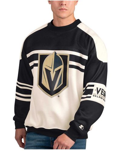 Starter Vegas Golden Knights Defense Fleece Crewneck Pullover Sweatshirt - Black