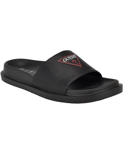 Guess Vumble Triangle Emblem Fashion Slide Sandal - Black