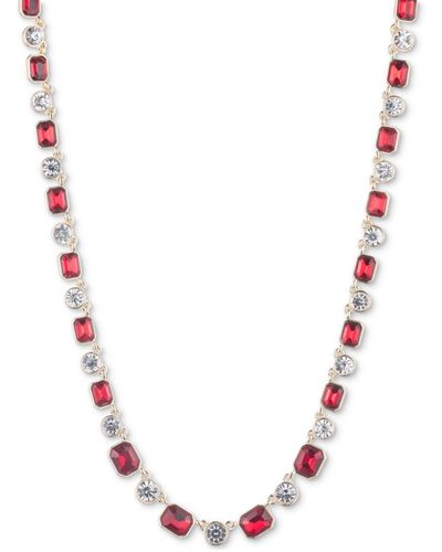 Anne Klein Gold-tone Siam Crystal Collar Necklace - Pink
