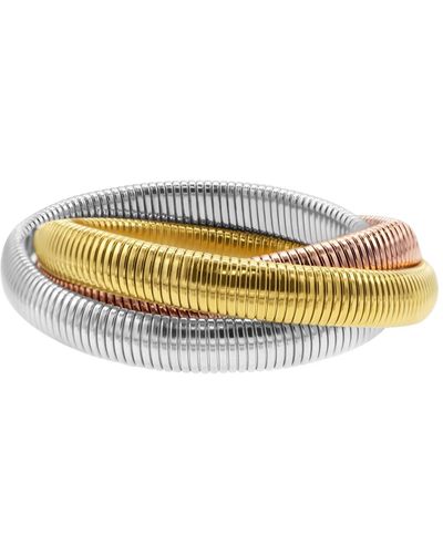 Adornia Tarnish Resistant 14k Gold-plated 3-layer Tri-color Omega Chain Bracelet - Metallic