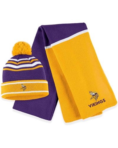 WEAR by Erin Andrews Minnesota Vikings Colorblock Cuffed Knit Hat - Yellow