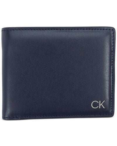 Calvin Klein Delfin Leather Rfid Slimfold Wallet - Blue
