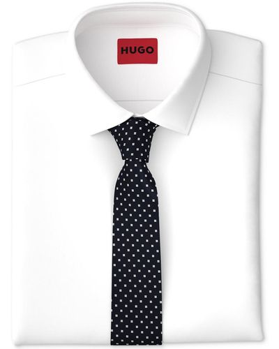 HUGO By Boss Skinny Jacquard Dot Tie - Blue