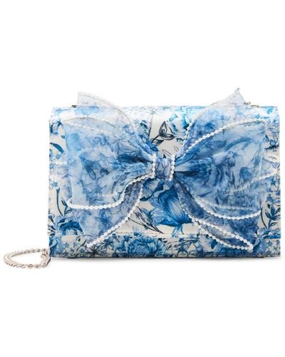 Betsey Johnson Imitation Pearl Trimmed Bow Bag - Blue