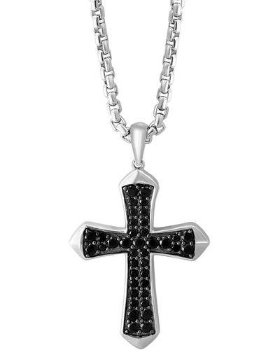 Effy Effy Black Spinel Cross 22" Pendant Necklace (1-1/5 Ct. T.w. - White
