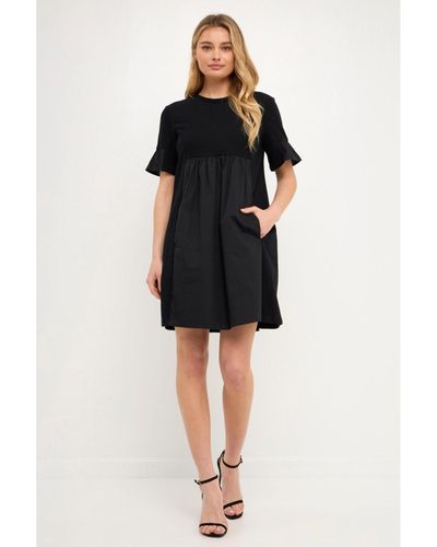 English Factory Solid Mini Dress - Black