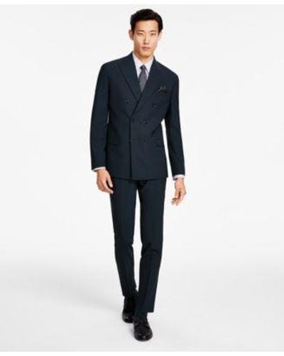 BarIII Slim Fit Solid Double Breasted Suit Jacket Pant Created For Macys - Blue