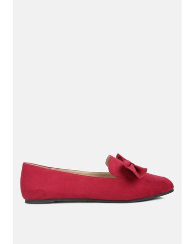 LONDON RAG Remee Front Bow Loafers - Red