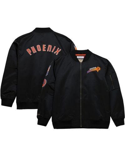 Mitchell & Ness Distressed Phoenix Suns Hardwood Classics Vintage-like Logo Full-zip Bomber Jacket - Black