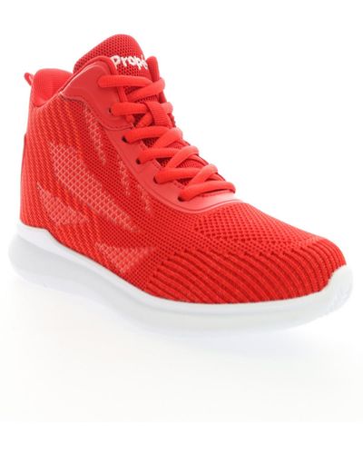 Propet Travelbound Hi Lace And Zip Sneakers - Red