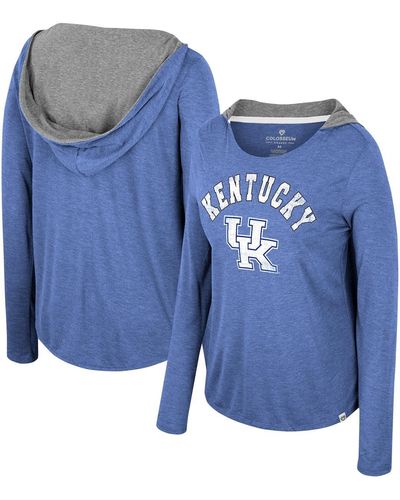 Colosseum Athletics Kentucky Wildcats Distressed Heather Long Sleeve Hoodie T-shirt - Blue