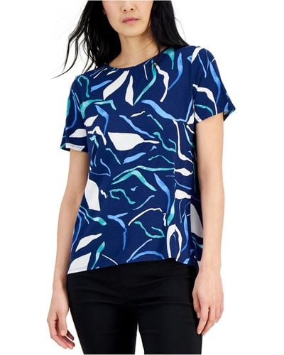 Alfani Printed Crewneck T-shirt, Created For Macy's - Blue
