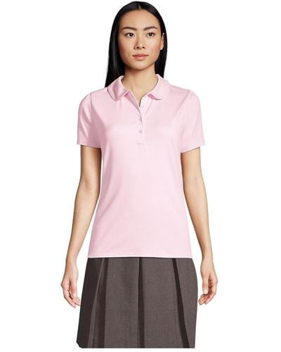 Lands' End School Uniform Short Sleeve Peter Pan Collar Polo Shirt - Pink