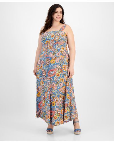 Vince Camuto Plus Size Thick Strap Tiered Maxi Dress - Blue