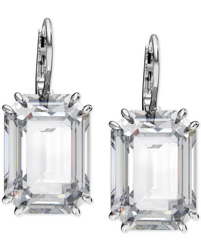 Swarovski Octagon Crystal Drop Earrings - Metallic