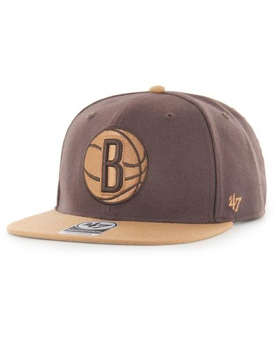 '47 Brooklyn Nets No Shot Two-tone Captain Snapback Hat - Brown