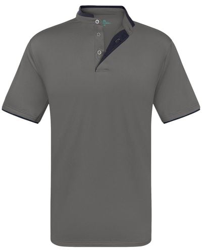 Mio Marino Short Sleeve Henley Polo Shirt - Gray