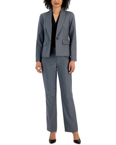 Le Suit Shawl-collar One-button Mid-rise Pantsuit - Blue