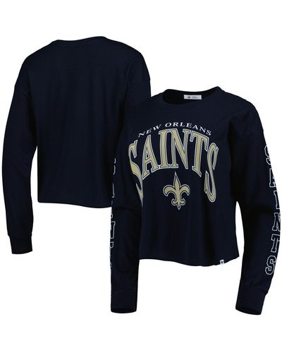 '47 New Orleans Saints Skyler Parkway Cropped Long Sleeve T-shirt - Blue