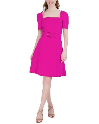 Donna Ricco Donna Rico Belted Fit & Flare Dress - Pink
