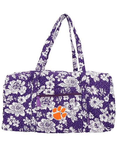 Vera Bradley And Clemson Tigers Rain Garden Large Travel Duffel Bag - Purple