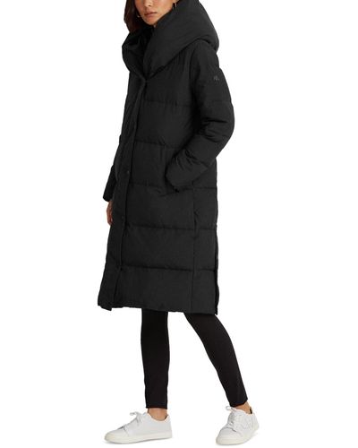 Lauren by Ralph Lauren Oversized-collar Hooded Down Coat - Black