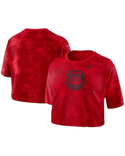Nike Georgia Bulldogs Tie-dye Cropped T-shirt - Red