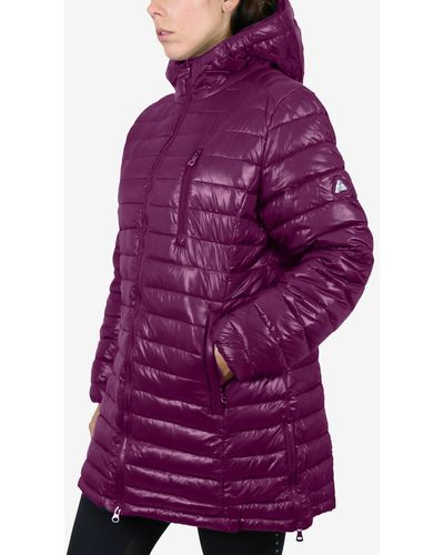 Galaxy By Harvic Quilted Long Puffer Coat - Purple