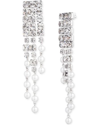 Givenchy Silver-tone Crystal & Imitation Pearl Fringe Chandelier Earrings - White