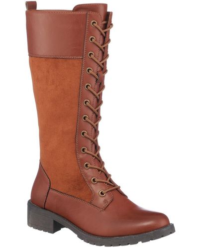 Gc Shoes Hanker Combat Lace Up Knee High Boots - Brown