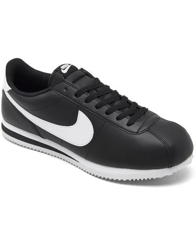 Nike Classic Cortez Leather Casual Sneakers From Finish Line - Black