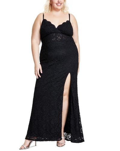 City Studios Trendy Plus Size Lace Bodycon Gown - Black